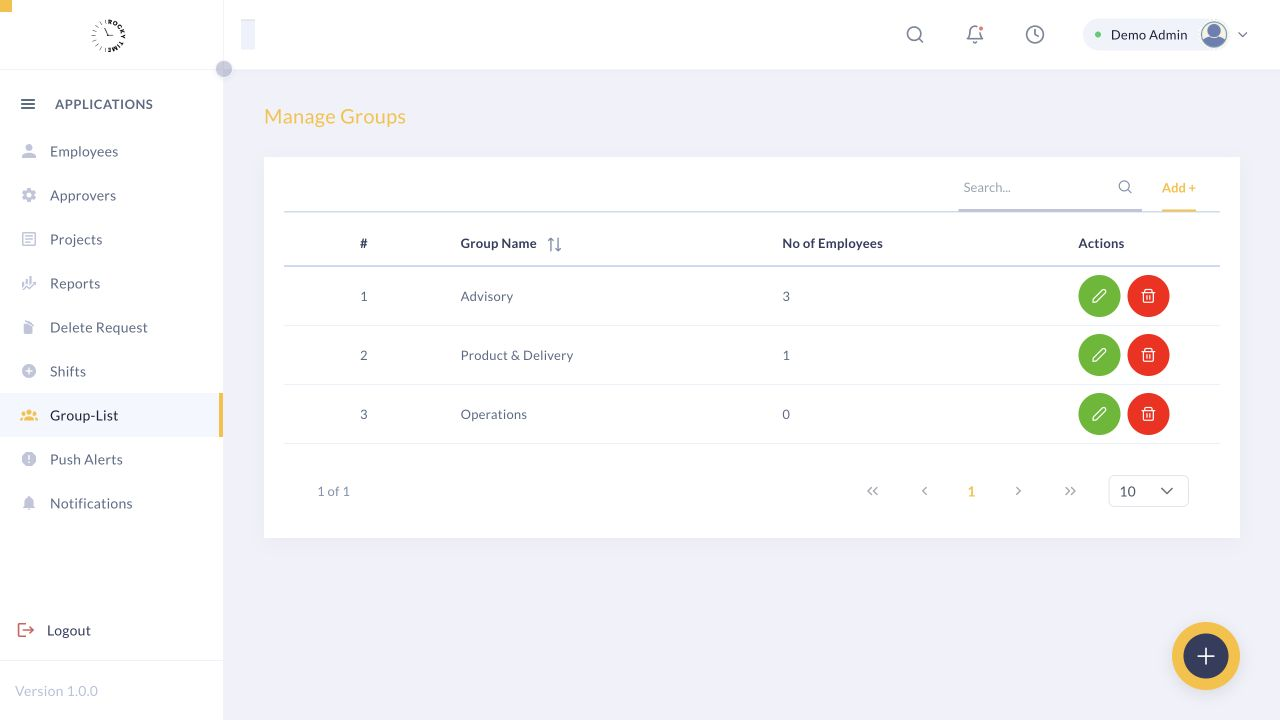 Group administration for the synthetic demo tenant